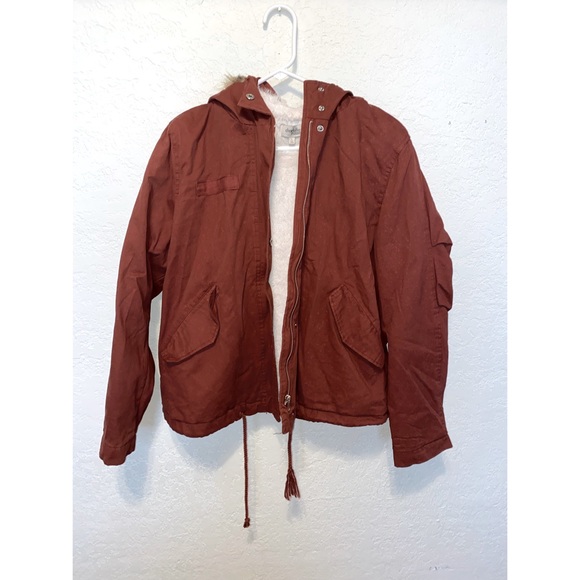 NWOT Fur Hood Rust Colored Coat size L - Picture 1 of 4